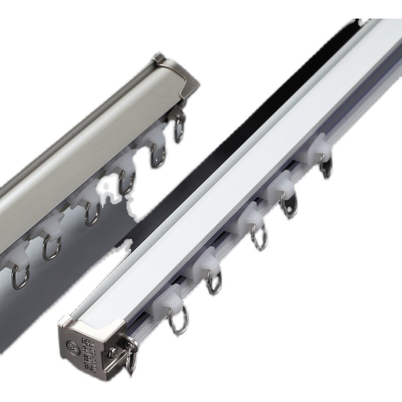 窗帘轨道弯轨直轨弧形L形随意弯超静音白色高级灰色郑州安装滑轨