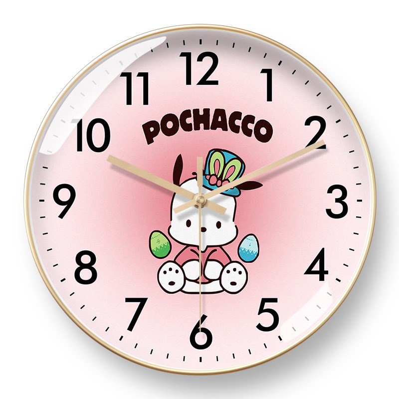 帕恰狗钟表可爱卡通挂钟女孩卧室电波钟自动对时静音时钟挂墙挂表