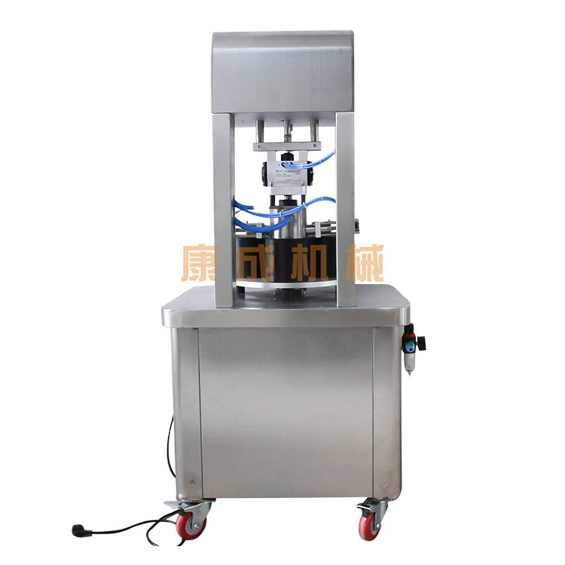 康成马口铁盖半自动真空旋盖机 老干妈玻璃瓶真空拧盖机旋盖机