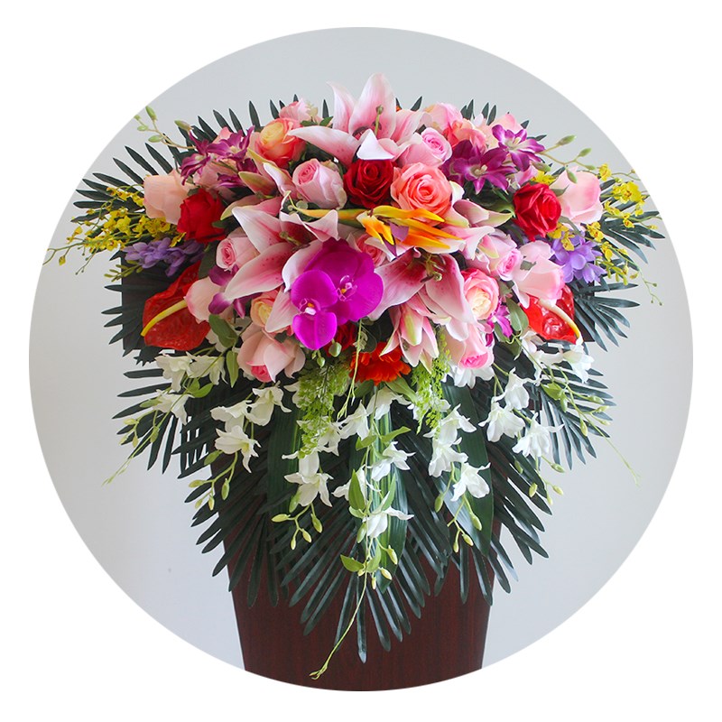 讲台花仿真花挂钩下垂会议桌花席台发言台演讲台假花摆放装