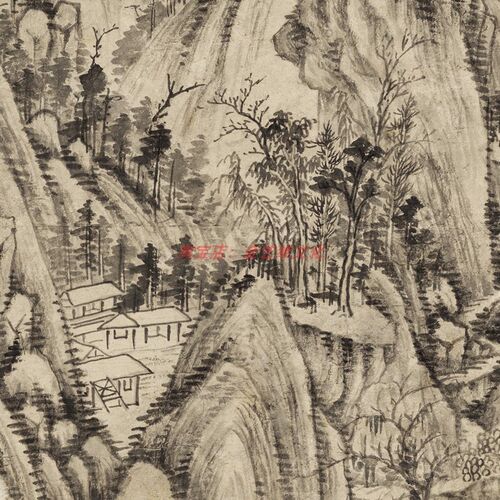 王 王时敏 丛林曲调图 名家山水画立轴国画微喷竖幅