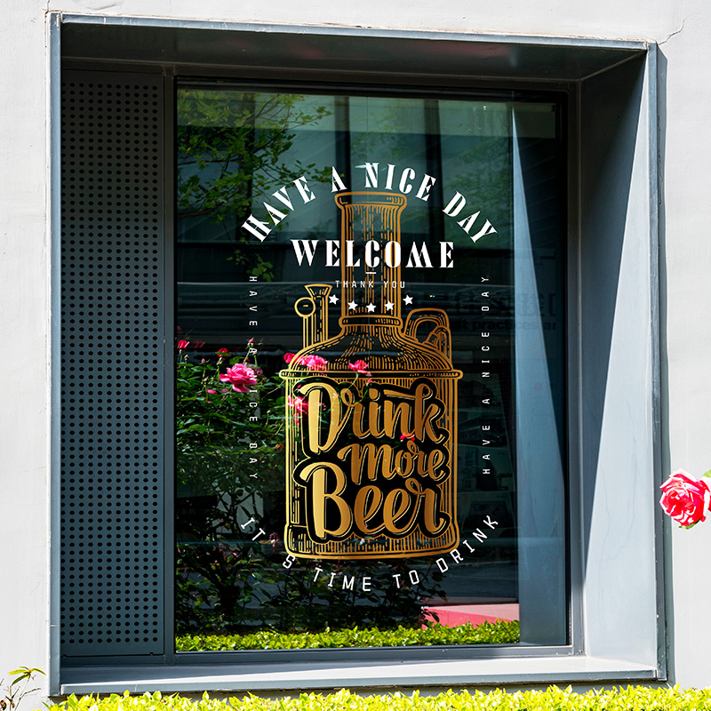 大型餐饮音乐酒吧KTV会所氛围装饰橱窗贴纸静电玻璃贴膜落地门窗