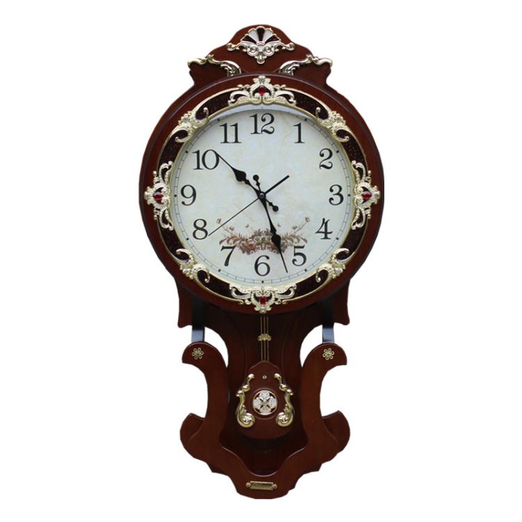 欧式客厅挂钟大号表实木复古静音卧室现代时尚时钟创意圆钟表