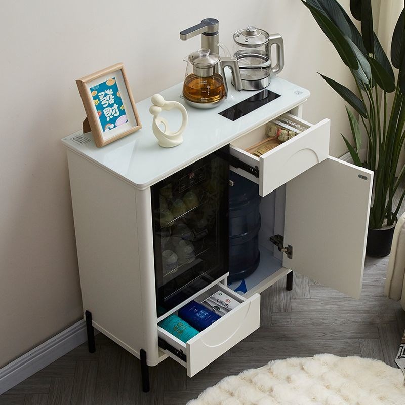 办公客厅实木饮水机茶吧机一体柜智能语音2全自动奶油风养生家用