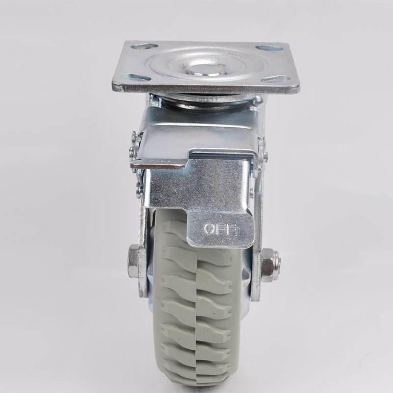 脚手架脚轮小推车轮子定向轮万向轮万象轮重型橡胶5带刹车8寸