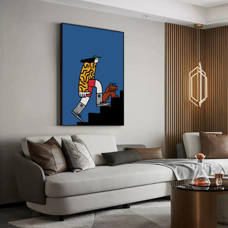 克莱因蓝客厅沙发背景墙装饰画极简卧室壁画餐厅走廊玄关过道挂画