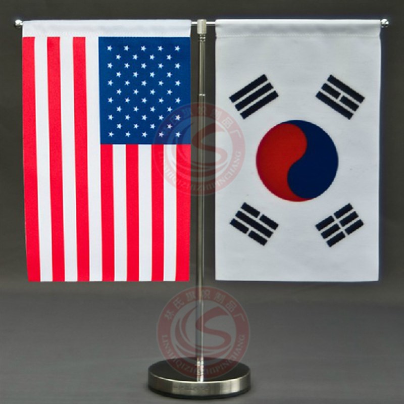 台旗高档不锈钢桌旗座银色旗杆办公桌谈判旗签字旗帜订做面