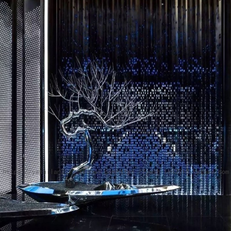 创意锈钢铁艺金属景观松树迎客松雕塑餐饮娱乐KT造景雕塑