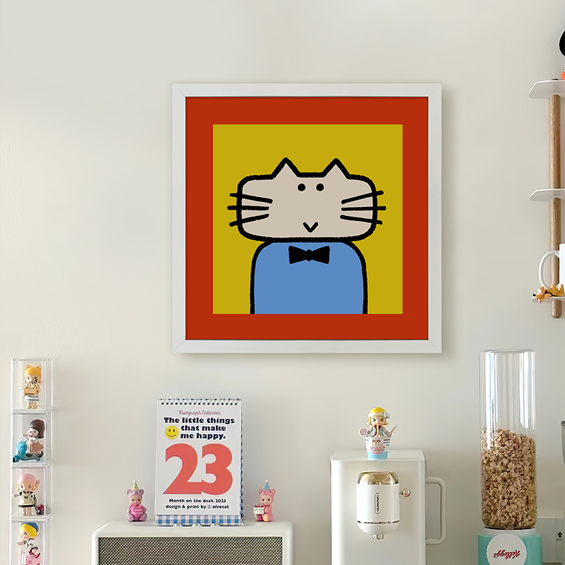 努高 精选in风卡通猫装饰画现代趣味客厅挂画卧室沙发背景墙壁画