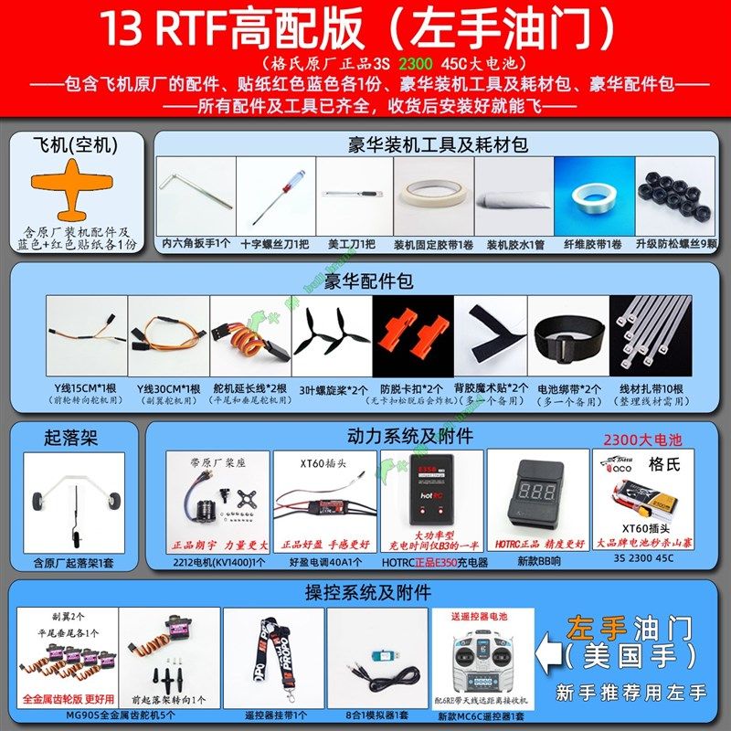 塞斯纳赛斯纳2LU航模固定翼教练机练习机空机遥控飞机入门