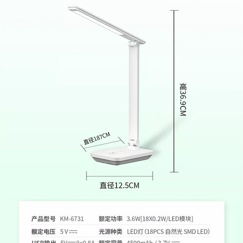 康铭台灯充电插电两用护眼灯大学生书桌学习宿舍床