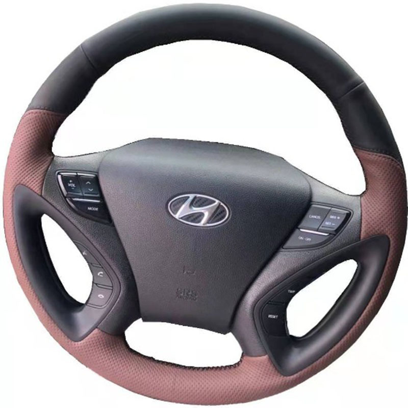 现代索纳塔8代9代索八索九手缝汽车把套/真皮牛皮方向盘套专用
