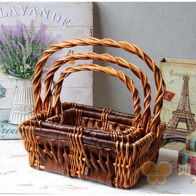 藤编柳编l篮子礼品篮花篮 手提篮子 野餐篮 水果篮 小花篮
