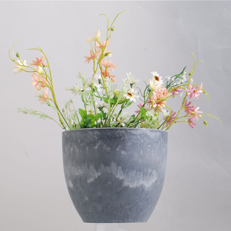 绿植树脂大理石纹种植花盆加厚吊兰欧式带挂链吊篮塑料吊盆