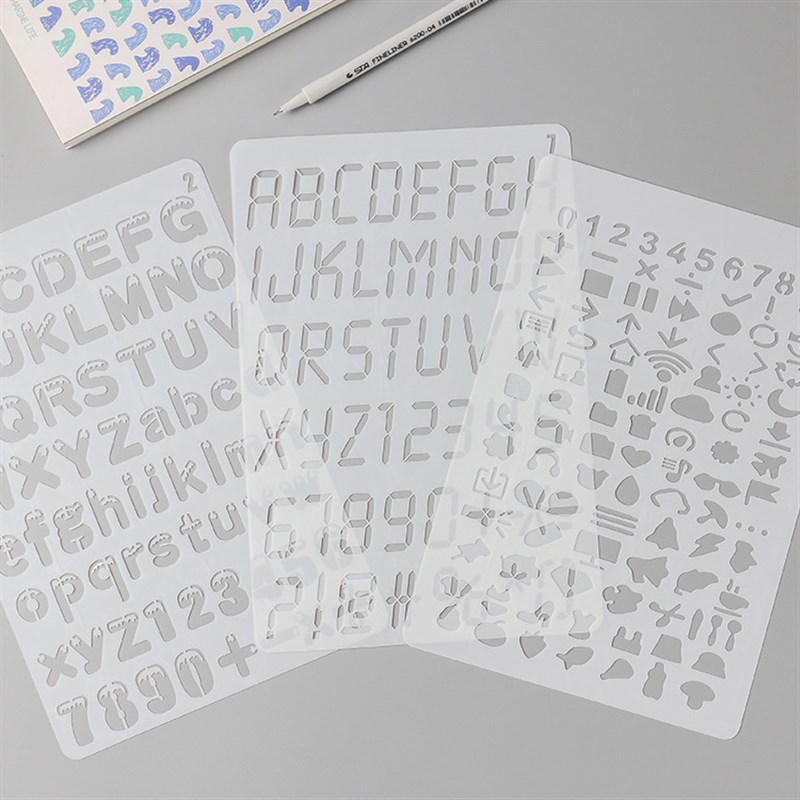 写数字模板相册装饰素材工具手帐印花镂空手抄报绘画尺子涂鸦图案