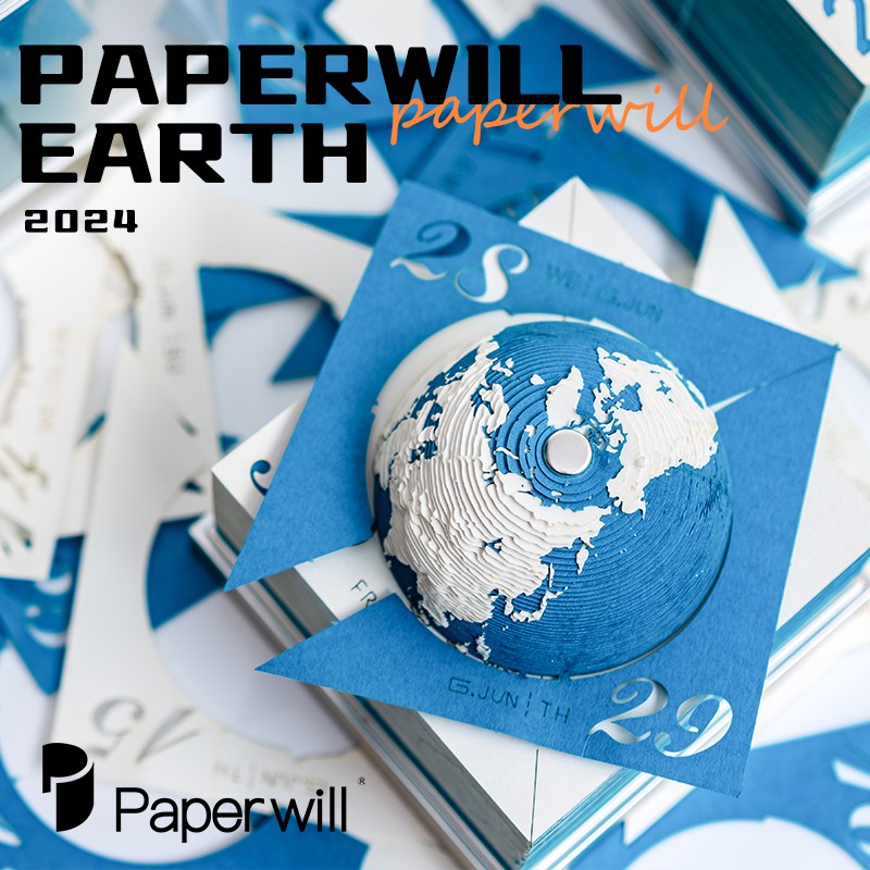 英文版202龙年地球纸雕日历D立体便签手撕创意摆件企业定制台历