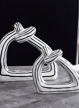 新大理石纹拱门艺术瓶样板间客厅玄关酒柜黑白艺术摆设