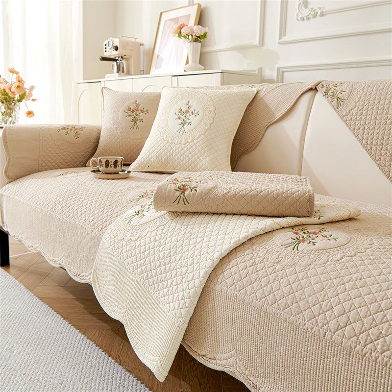 秋冬全棉布艺沙发垫加厚保暖新款固定防滑坐垫沙发罩靠背巾