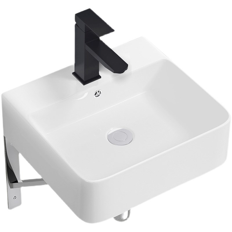 小户型挂墙式陶瓷洗手盆墙角洗脸盆方形挂盆阳台落地洗漱池