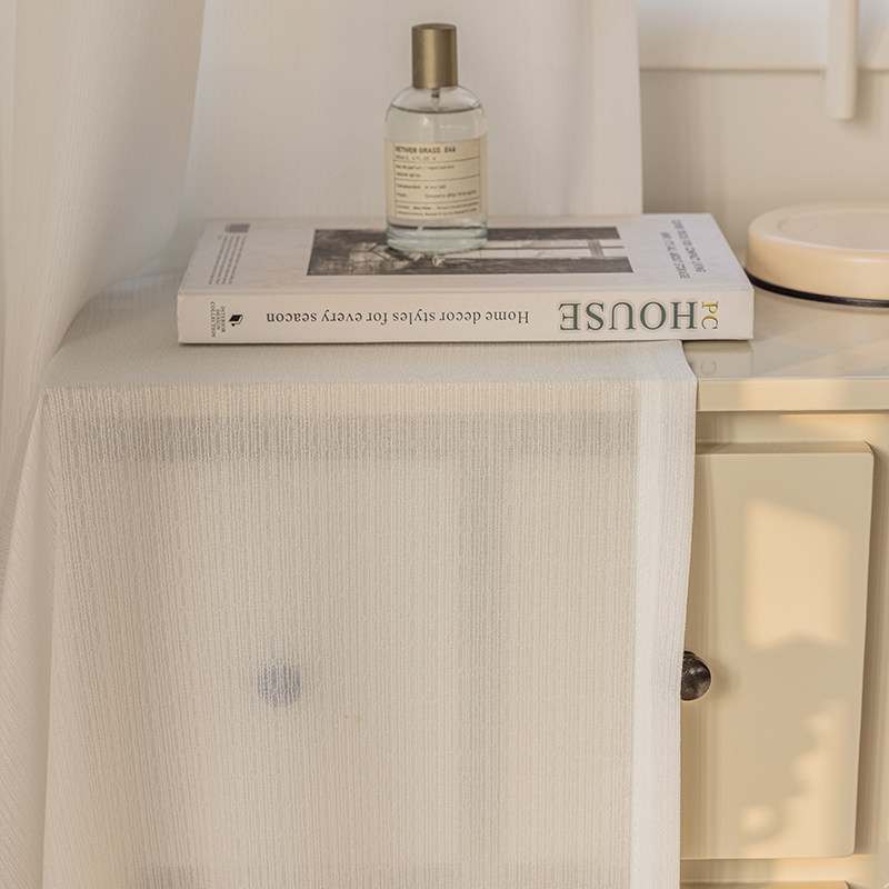 月珑纱2023年新款纱帘窗帘透光不透人阳台白色竖纹肌理高级感窗纱