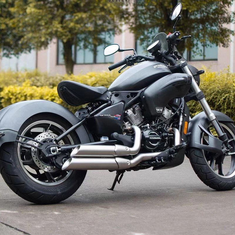 适用轻骑骁胜HYOSUNG驯风GV300R改装全段不锈钢排气管回压消声器