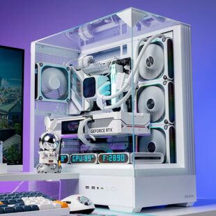 爱国者星璨岚O海景房机箱台式机T无立柱水冷DIY电脑机箱