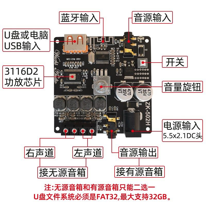 Wuzhi udio HIFI级立体声数字功放板模块TP11 WX2