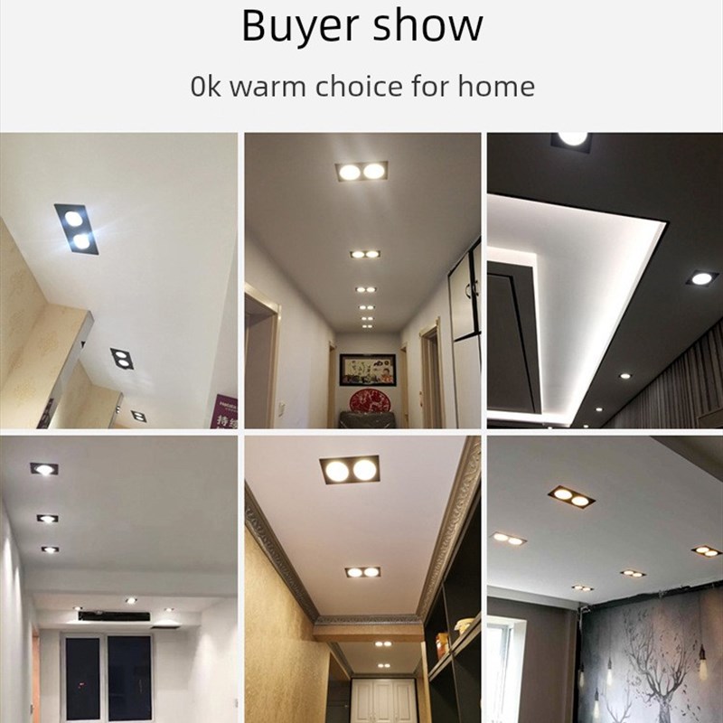 双头灯芯灯聚光灯矩形豆胆灯连体格栅灯嵌入式Led天花筒灯孔灯