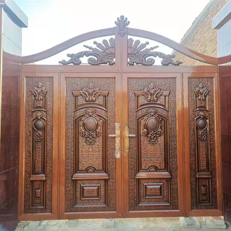 乡村自建房庭院烤漆大门农村双开进户大门别墅双扇入户门新款定做