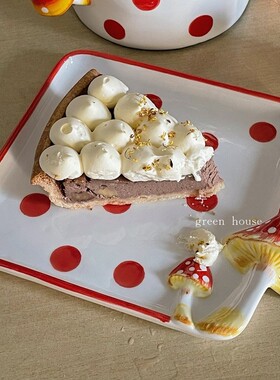 geen houe * 红伞伞白杆杆童话仙境蘑菇造型陶瓷杯碟碗盘杯垫