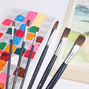 丽博士水粉笔油画笔水彩排笔丙烯颜料笔刷全装儿童美术生狼毫毛笔