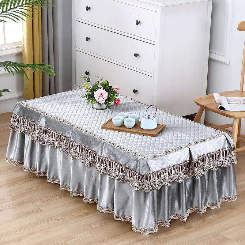 新款布艺绿色防滑茶几罩餐桌防尘台布电视柜盖布床头柜长方形客厅