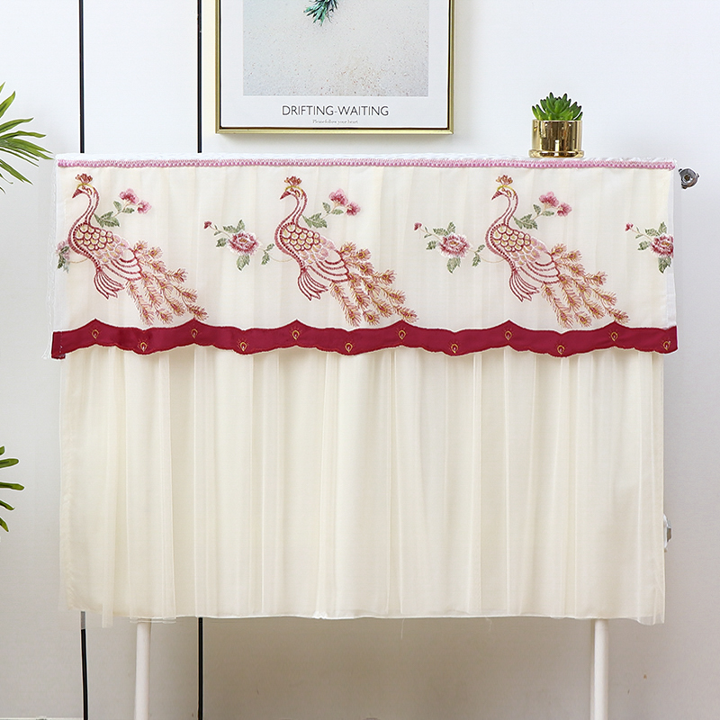 蕾丝暖气片罩防尘罩防熏黑墙老式铸铁暖气罩布艺全包遮挡装饰帘