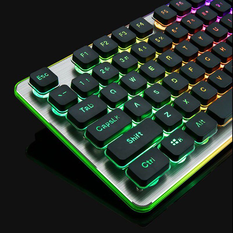 狼途键盘 线游戏背光金属发光电脑笔记本办公械手感