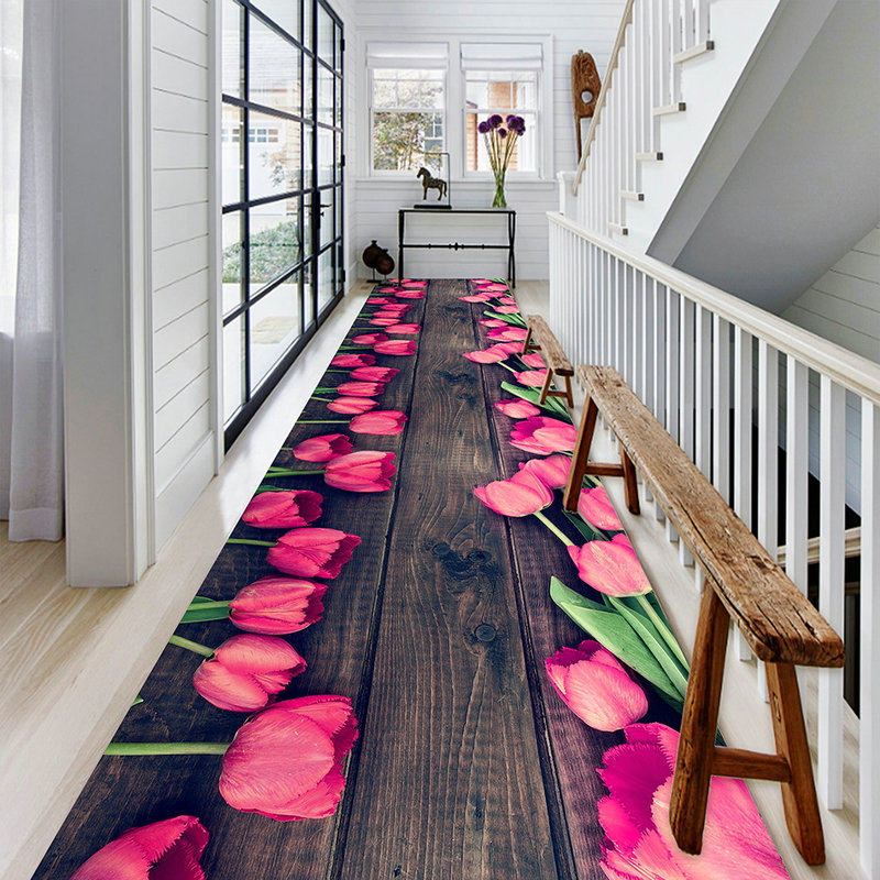 花卉D裁剪走廊地毯婚庆结婚客厅过道地毯卧室床边地垫进门家用