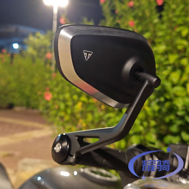 适用凯旋765rs改装手把镜火箭3车把镜三叉戟660反光镜复古后视镜