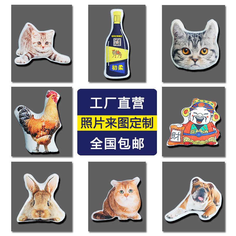 七彩抱枕定制照片订制枕头订做宠物猫咪di咕臣d狗客制靠枕靠垫