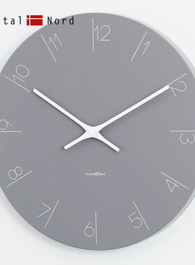 l Nod灰褐色英寸优雅数字时钟静音挂钟客厅时尚百搭