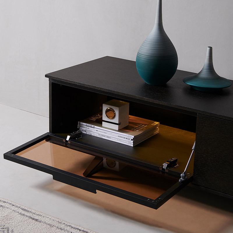 意式极简带灯电视柜.米小户型实木矮柜黑色创意视听柜客厅家具,住宅家具,电视柜,淘宝优惠券,粉丝福利购,淘宝优惠卷