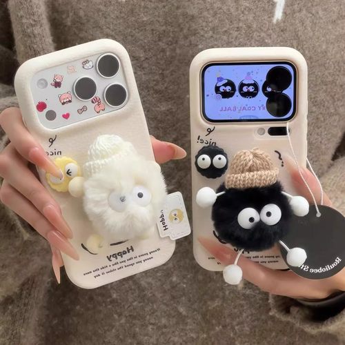 皮纹煤球公仔手机软壳适用多型号