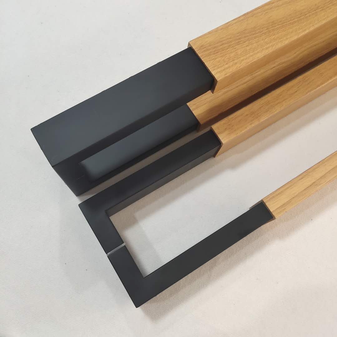 玻璃门拉手中式原木门把r实木大门圆形面门把手有框推拉门拉手现