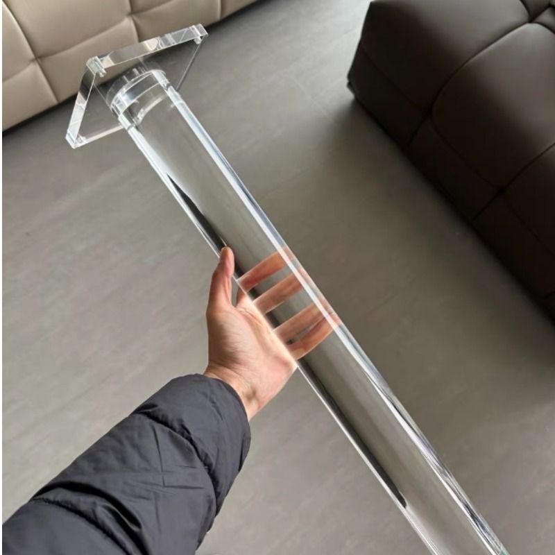 透明亚克力板圆柱型桌腿茶几桌角水晶桌脚K支架定制实心圆棒餐桌