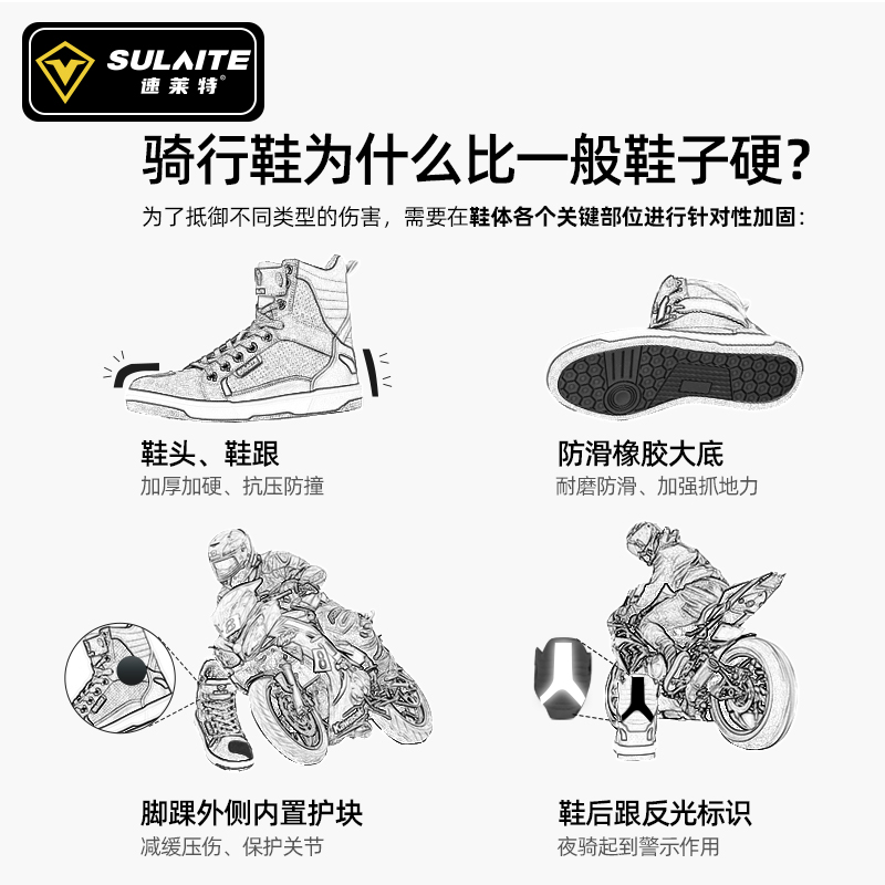 摩托车骑行c靴男款透气机车鞋防摔骑行鞋越野靴子赛车鞋拉力靴摩