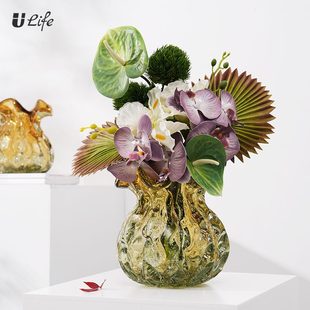 饰品 高档餐桌轻奢花器插花花瓶摆件客厅气泡钱袋子茶几福袋艺术装