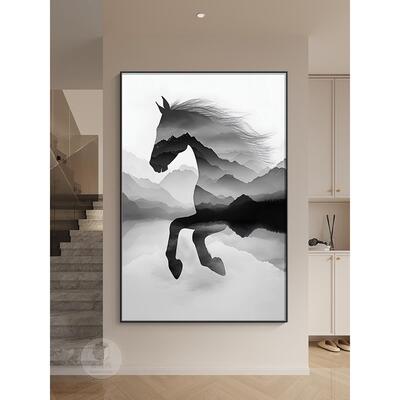 立功立业入口装饰画2025新客厅背景墙挂画高端走廊过道水晶瓷画