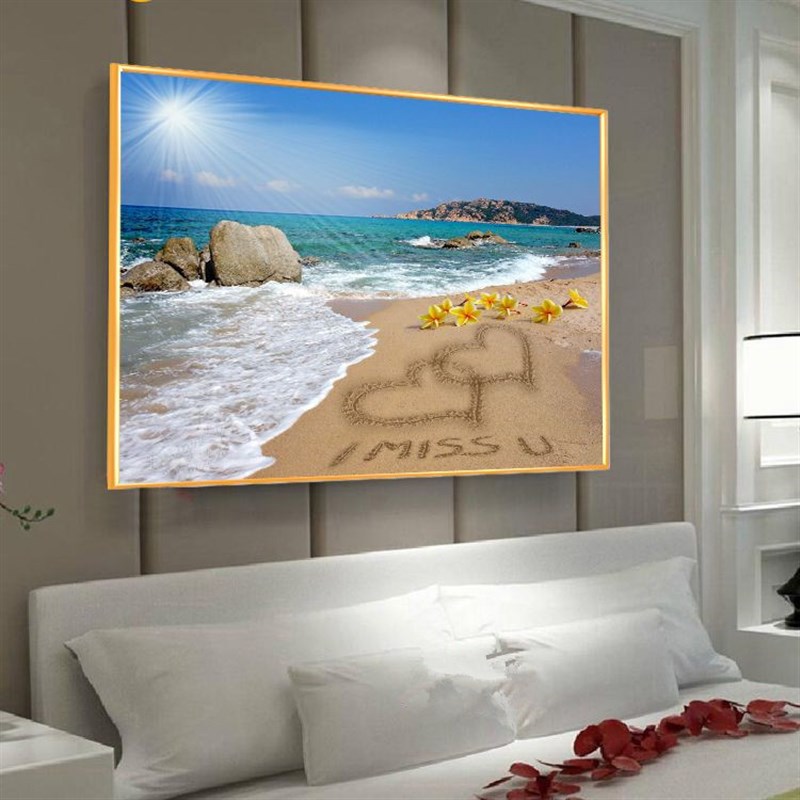 现代简约卧室床头装饰画酒店宾馆壁画海景风景挂画地中海风格墙画图片