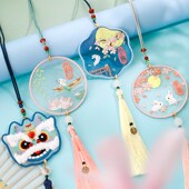 汽车挂件醒狮平安符刺绣i手工自绣面绣车挂件后视镜吊饰挂坠