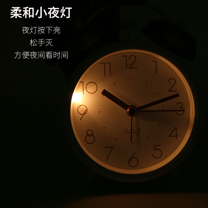 极简闹钟表床头懒人闹铃静音夜灯光小学生用定时学习书桌卧室宿舍