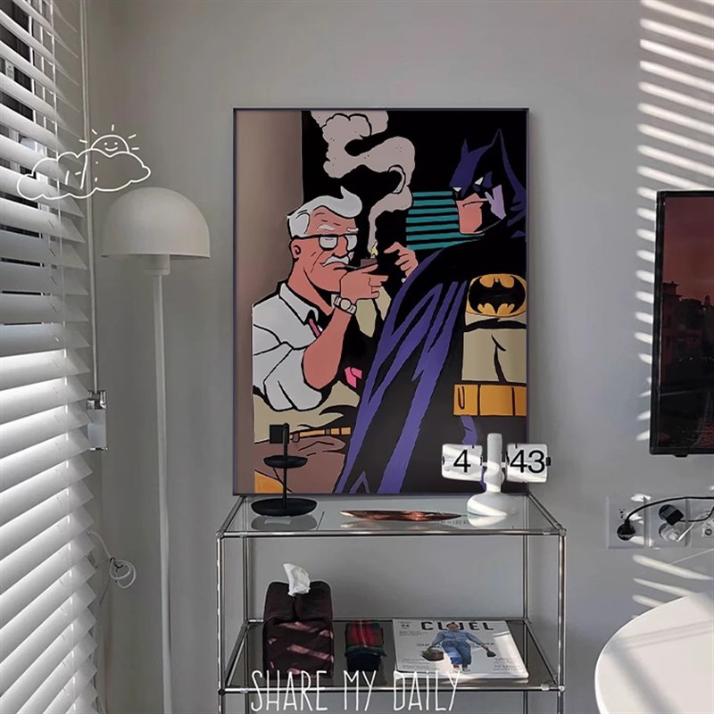 潮流艺术卧室装饰画个性创意房间床头摆画黑白高级感客厅墙上挂画图片