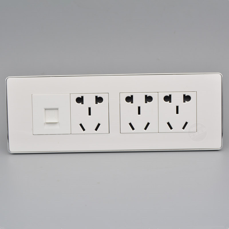 四位超六类网络带15孔插座个五孔+千兆电脑网线口插座面板